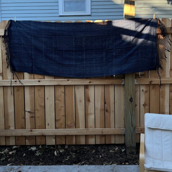 Long handwoven ikat & indigo scarf - very classy excellent condition, versatile! - Picture 5 of 11
